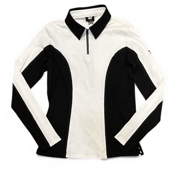 PXG Parsons Xtreme Golf Shirt Ribbed 1/4 Zip Polo Med Long Sleeve Colorblock Top - Picture 1 of 8